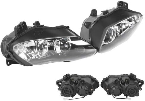 مجموعة مصابيح أمامية للدراجة النارية تناسب ياماها YZF R1 2007 2008 YZF1000R 2007 2008 مجموعة مصابيح أمامية للرأس باللون الأسود in Kuwait