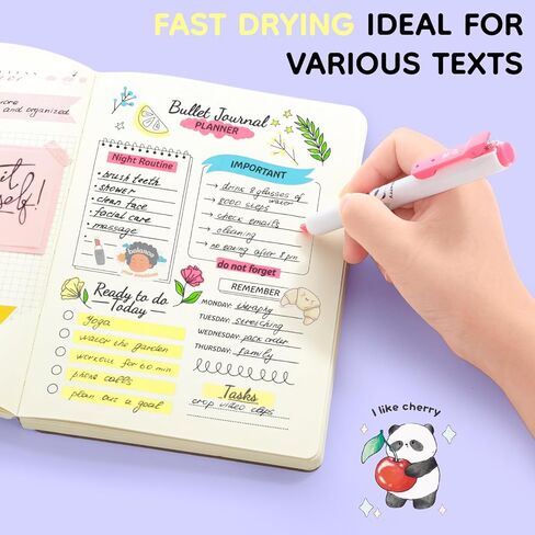 M&G 4 Pack Retractable Highlighters, Cute Pastel Chisel Tip Highlighter Pens, No-Bleed Quick-Dry Highlighter Set in Assorted Colors, Cartoon Design, Ideal for Journaling, Bible, School in Saudi Arabia