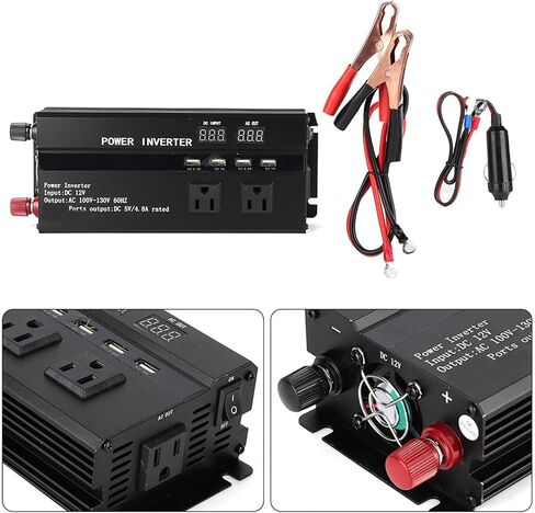 Car Power Inverter Converter,4000W 12V to 110V Car Power Inverter Converter with LCD Display USB Port Cigar Lighter Ports for Power Inverter for Car 4000 Watt to 2000 in Saudi Arabia