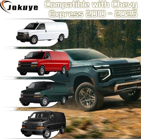 أغطية مقاعد Jokuye شديدة التحمل 600D أكسفورد لسيارة Chevy Express 2010-2025 واقيات مقاعد الدلو الأمامية مع فتحة مقبض للإمساك، مقاومة للماء ومقاومة للاهتراء وسهلة التركيب - أسود in Kuwait