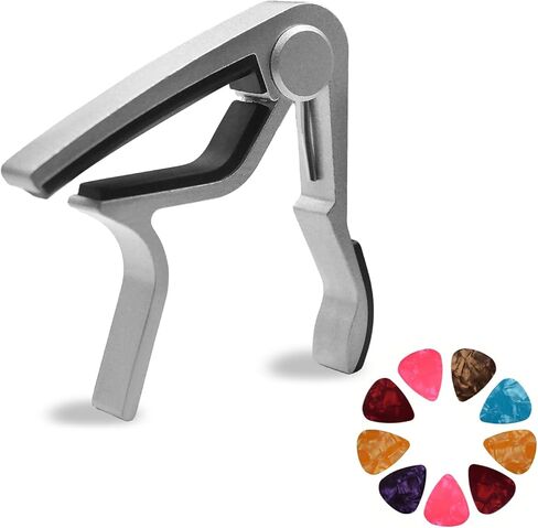 SAPHUE Guitar Capo for 6-String Acoustic and Electric with 2 Picks,Silver in Kuwait
