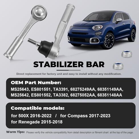 Front Left and Right Steering Outer Tie Rod End for 500X 2016-2022, Compass 2017-2023, Renegade 2015-2018 68275249AA 68655274AA in Kuwait