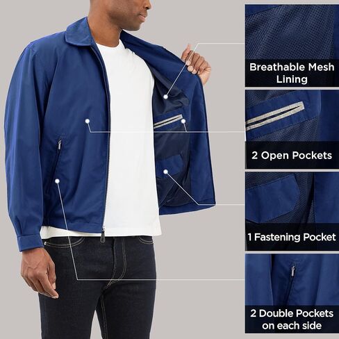 LONDON FOG Men's Auburn Zip-Front Golf Jacket (Regular & Big-Tall Sizes) , Pacific Blue , 4XL Big in Saudi Arabia