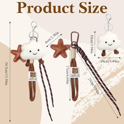 Plush Cloud Rope Keychain, Cute Plush Bag Charm, Rope Keychain Charm for Women Handbags Purse Backpack Accessories in Saudi Arabia