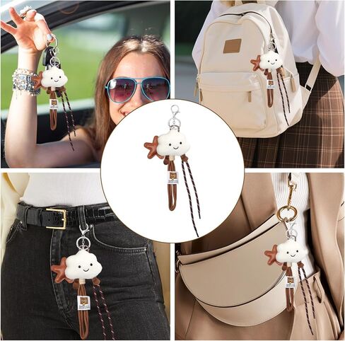 Plush Cloud Rope Keychain, Cute Plush Bag Charm, Rope Keychain Charm for Women Handbags Purse Backpack Accessories in Saudi Arabia
