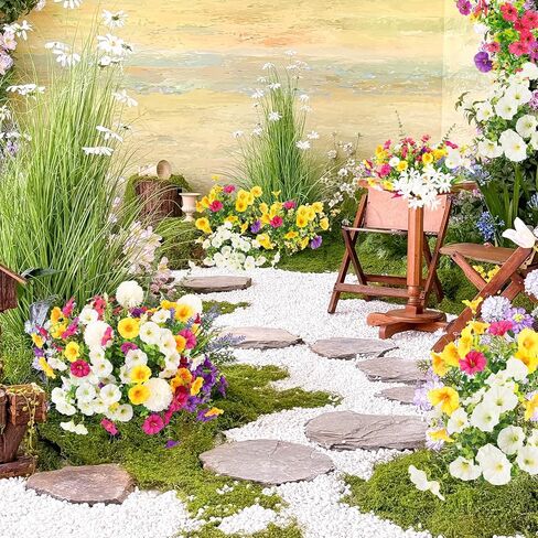 N&T NIETING Artificial Flowers for Outdoors, 12 Bundles Mixed Faux Silk Spring Flowers Look Real Fake Plants for Front Door Porch Planter Patio Garden Yard in Kuwait