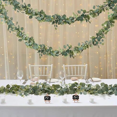 180cm Artificial Eucalyptus Flower Rattan Green Fake Plant Lvy DIY for Indoor Outdoor Wall House Weddings Patios Porches Decor,Type A in Saudi Arabia