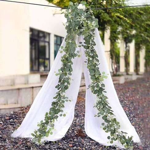 180cm Artificial Eucalyptus Flower Rattan Green Fake Plant Lvy DIY for Indoor Outdoor Wall House Weddings Patios Porches Decor,Type A in Saudi Arabia