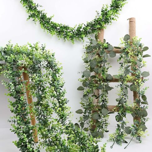 180cm Artificial Eucalyptus Flower Rattan Green Fake Plant Lvy DIY for Indoor Outdoor Wall House Weddings Patios Porches Decor,Type A in Saudi Arabia