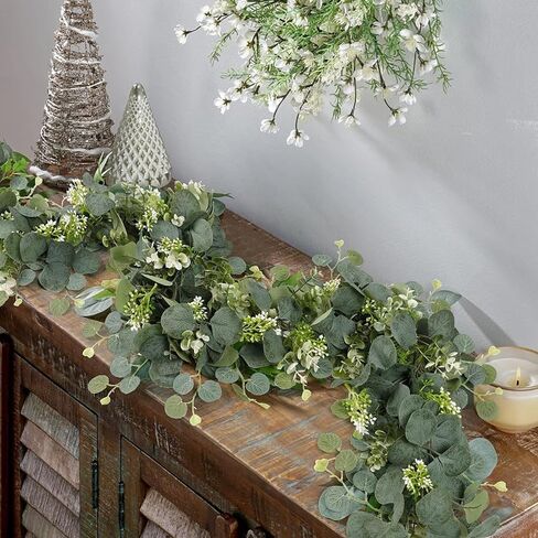 180cm Artificial Eucalyptus Flower Rattan Green Fake Plant Lvy DIY for Indoor Outdoor Wall House Weddings Patios Porches Decor,Type A in Saudi Arabia