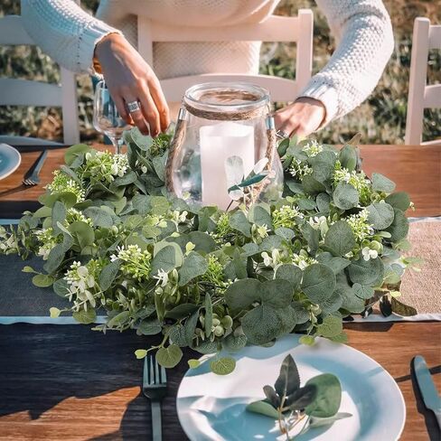 180cm Artificial Eucalyptus Flower Rattan Green Fake Plant Lvy DIY for Indoor Outdoor Wall House Weddings Patios Porches Decor,Type A in Saudi Arabia