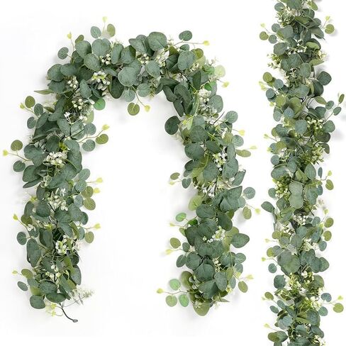 180cm Artificial Eucalyptus Flower Rattan Green Fake Plant Lvy DIY for Indoor Outdoor Wall House Weddings Patios Porches Decor,Type A in Saudi Arabia