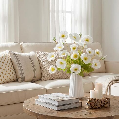 14 Stems Artificial Daffodils Flowers Bouquet Mixed Fake Tulips Flowers 17" Bush Faux Silk Spring Floral Arrangements Grave Cemetery for Home Kitchen Table Centerpiece Indoor Decoration (2PCS) in Saudi Arabia