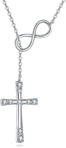 ONEFINITY Cross Necklace for Women 925 Sterling Silver Infinity Cross Y Necklace Christian Birthday Christmas Jewelry Gift for Women in Saudi Arabia