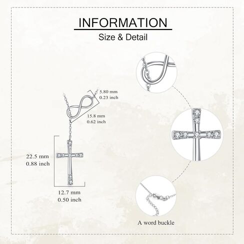 ONEFINITY Cross Necklace for Women 925 Sterling Silver Infinity Cross Y Necklace Christian Birthday Christmas Jewelry Gift for Women in Saudi Arabia
