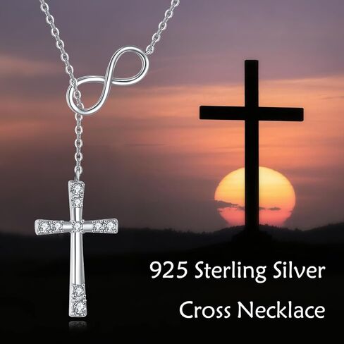 ONEFINITY Cross Necklace for Women 925 Sterling Silver Infinity Cross Y Necklace Christian Birthday Christmas Jewelry Gift for Women in Saudi Arabia