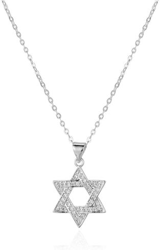 قلادة نجمة داود مطلية بالذهب عيار 14 قيراط مصنوعة في إسرائيل - قلادة نعمة يهودية للنساء، لون ذهبي، هدية السبت من in Kuwait