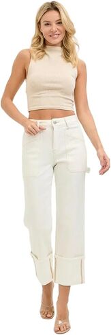 Risen Jeans - High Rise Straight Turn Up Cuffed Pants (27"/33" Inseam) - PW21412 - Includes Official Tag in Saudi Arabia