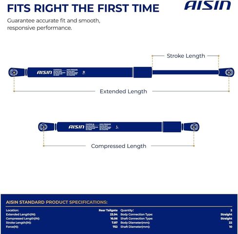 AISIN GAST-01797 Rear Tailgate Lift Supports Shock Struts - Compatible with Toyota 4Runner 1996-2002 - Set of 2 in Saudi Arabia