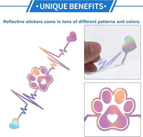 Generic Reflective Bumper Decal Reflective Laser Square Cat Paw Prints Pattern Reflective Car Sticker Personalized Decoration Vehicle Body or Door or Window in Saudi Arabia