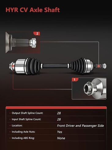 HYR Front CV Axle Shaft Assembly Pair Fit for Mazda 3 2005-2013, Mazda 5 2006-2010 2012-2015, L4 2.0L 2.3L 2.5L, Manual Transmission, Driver and Passenger Side, Replace# 66-8175, 66-8227 in Saudi Arabia