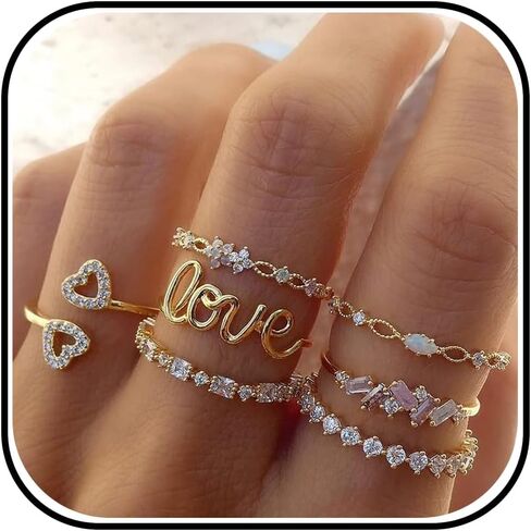 Gold Stackable Rings for Women Gifts Trendy Stuff Simple Star Moon Heart Knuckle Rings Set Boho Rings Cute Stuff Birthday Gifts Valentines Day Gifts in Kuwait