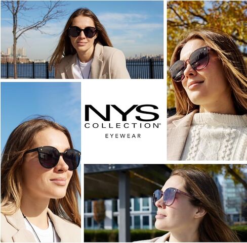 مجموعة NYS Polarized: نظارات شمسية نسائية دائرية كبيرة الحجم، أنيقة، خفيفة الوزن، مريحة، متينة، حماية 100% من الأشعة فوق البنفسجية in Saudi Arabia