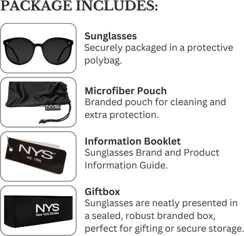 مجموعة NYS Polarized: نظارات شمسية نسائية دائرية كبيرة الحجم، أنيقة، خفيفة الوزن، مريحة، متينة، حماية 100% من الأشعة فوق البنفسجية in Saudi Arabia