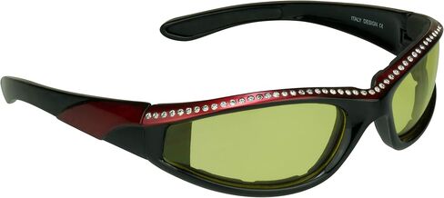 Women’s Bling Rhinestone Motorcycle Sunglasses Foam Padded Wrap Smoke HD Clear Yellow Lens Wind & Dust Resistant in Saudi Arabia