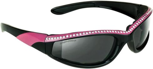 Women’s Bling Rhinestone Motorcycle Sunglasses Foam Padded Wrap Smoke HD Clear Yellow Lens Wind & Dust Resistant in Saudi Arabia