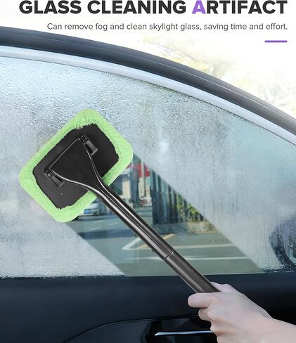 6PCS Car Detailing Kit,Windshield Cleaner Tool,Car Accessories Inside Windshield Cleaning Tool with Extendable Handle,4 Microfiber Pads and 1 Spray Bottles,Suitable for All Cars,Trucks,SUVs,RVs in Kuwait