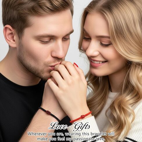 أساور متطابقة للأزواج، سوار وعد الخنصر، سوار سلسلة أحمر لصديقها، هدايا علاقة لمسافات طويلة، مجوهرات صديق لذكرى عيد الميلاد in Kuwait