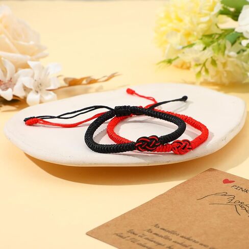 أساور متطابقة للأزواج، سوار وعد الخنصر، سوار سلسلة أحمر لصديقها، هدايا علاقة لمسافات طويلة، مجوهرات صديق لذكرى عيد الميلاد in Kuwait