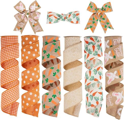 Hollyone عيد الميلاد الشريط السلكية 6 لفات 30 ياردة الأحمر والأبيض شرائط عيد الميلاد ندفة الثلج حلوى قصب الشريط مجموعة لشجرة عيد الميلاد هدية تغليف الحرف إكليل إكليل القوس الديكور، 2.5 بوصة in Kuwait