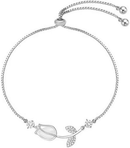 RTY Tulip Flower Bracelet Women CZ Floral Wrist Jewelry Bohemia Adjustable Link Chain Flower with Leaf Bracelet in Saudi Arabia
