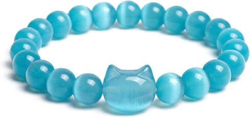 سوار قطة لجذب المال - أساور نسائية من حجر السج الأسود - سوار من الخرز الحجري للثروة والوفرة، أساور مطرزة بحظ رجال الأعمال، طاقة مزاجية روحية، سوار مطاطي لطيف للحماية، حظًا سعيدًا فينغ شوي أساور للنساء Gif in Kuwait