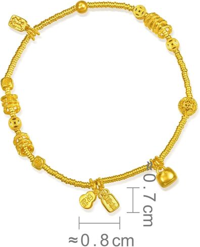 CHOW SANG SANG 999.9 24K Pure Gold Cultural Blessings Blessing Ancient Silver Ingots Bracelet for Women 15cm 96135B Price-by-Weight 12.72g Gold in Saudi Arabia