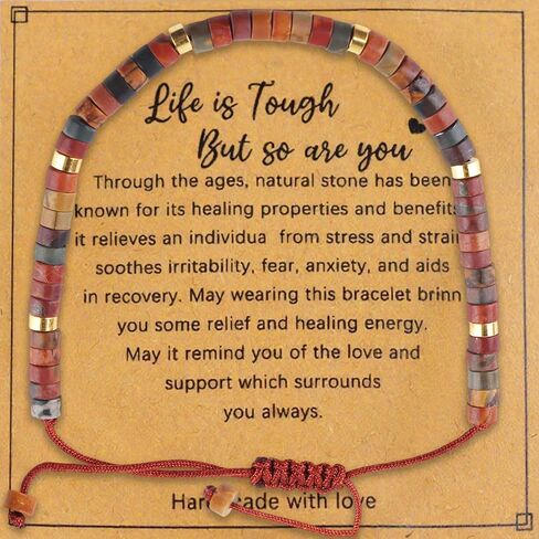 هدايا ملهمة شفاء أساور الحجر الطبيعي - مجوهرات الدعم العاطفي، احصل على هدية جيدة قريبًا للنساء، سوار شفاء من الحجر الطبيعي للقلق in Kuwait