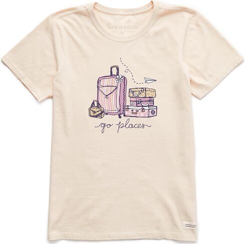 Life is Good Women's Crusher Tee Shirt, Short Sleeve Cotton Graphic T-Shirts, Go Places Luggages in Saudi Arabia