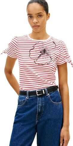 Tommy Hilfiger Women's Short Sleeve Cotton Crew Neck T-Shirt with Bow Tie Detail in Saudi Arabia