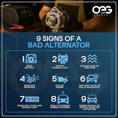 OEG Parts New Alternator Compatible With BMW 3 Series L6 2.7L 2.5L 1986-1991, 528e 535i 2.7L 3.5L 1986-1988, 635CSi 3.5L 1985-1989, 735i 3.5L 1986 12-31-1-722-419, 12-31-1-726-603, 12-31-1-726-604 in Kuwait