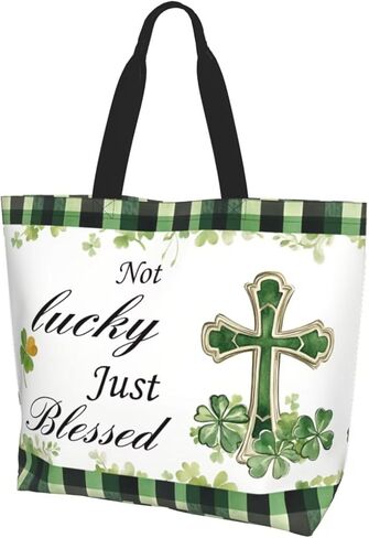 St Patricks Day Tote Bag Women With Zipper Large shamrock tote Bags st patricks day Purse st patricks day Gifts in Saudi Arabia