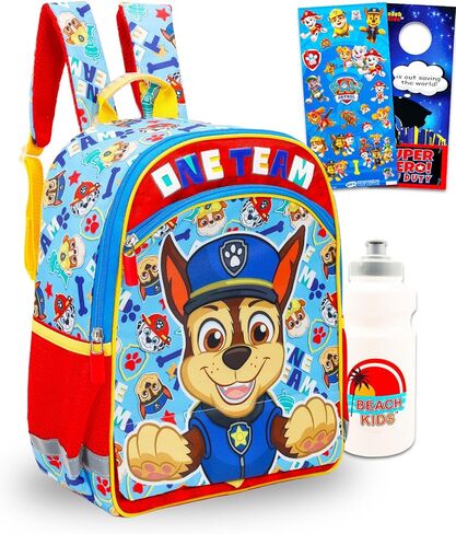 Paw Patrol Backpack for Boys Set - Bundle with 14" Bag Featuring Chase, Rubble, Marshall Plus Water Bottle, Stickers, More | Paw Patrol School Backpack for Kids in Saudi Arabia