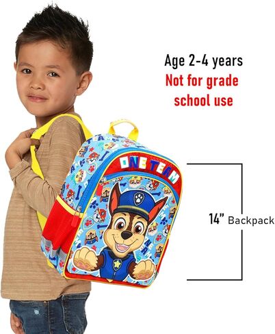 Paw Patrol Backpack for Boys Set - Bundle with 14" Bag Featuring Chase, Rubble, Marshall Plus Water Bottle, Stickers, More | Paw Patrol School Backpack for Kids in Saudi Arabia