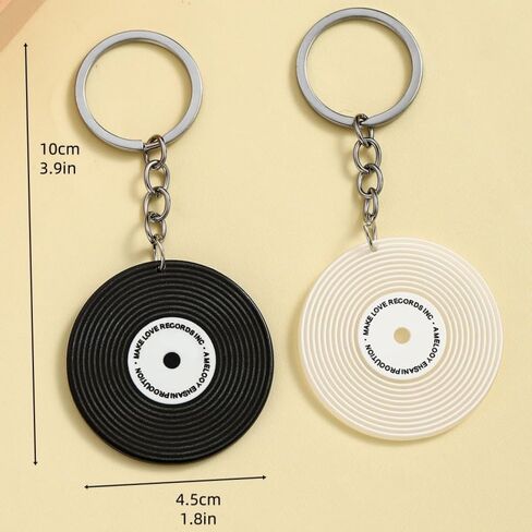 Music Keychain Gifts Car Keys Backpack Charms Accessories DJ Keyrings Vinyl Record Keychain for Music Lovers in Kuwait