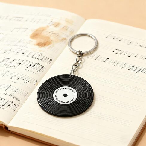 Music Keychain Gifts Car Keys Backpack Charms Accessories DJ Keyrings Vinyl Record Keychain for Music Lovers in Kuwait