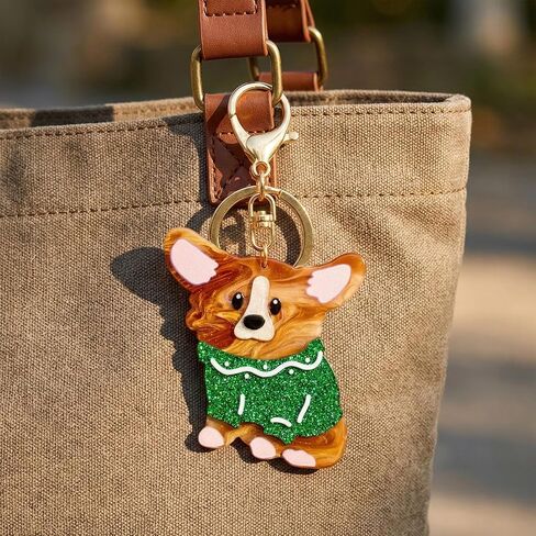 Dog Keychain for Women Cute Dog Bag Charm for Dog Lover Corgi Charm Keychain for Purse Handbags Bag Accessories in Saudi Arabia