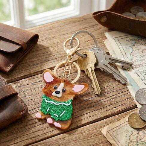 Dog Keychain for Women Cute Dog Bag Charm for Dog Lover Corgi Charm Keychain for Purse Handbags Bag Accessories in Saudi Arabia