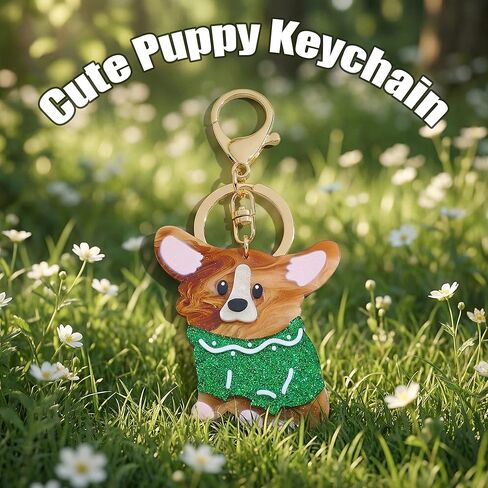 Dog Keychain for Women Cute Dog Bag Charm for Dog Lover Corgi Charm Keychain for Purse Handbags Bag Accessories in Saudi Arabia