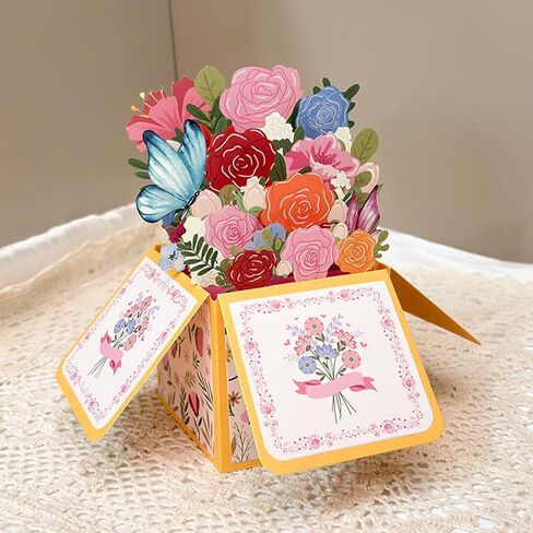 3D Flower Pop-Up Greeting Card for Mother's Day Teacher Appreciation Birthdays Anniversaries Wife Grandmother Pink Birthday Card in Saudi Arabia